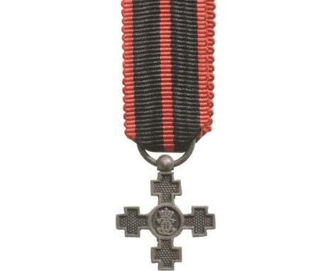 Breast Badge for Military, 14 mm, blackened Metal, original suspension ring and ribbon. Rare! I R!
