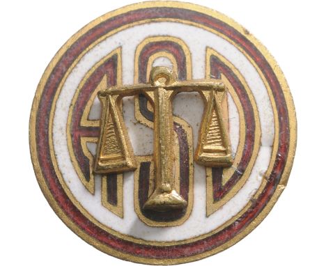 Breast Badge, 17 mm, gilt Bronze, enalemed, pin on the back. Scarce and very attractive! I R!