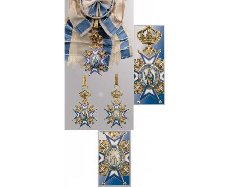 3rd type Grand Cross sash badge in gilt silver and enamels (a small chip to the blue enamel of the reverse medallionâ€™s oute