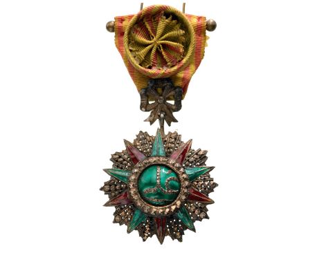 Officer`s Cross, 4th Class, Ali Bey (1882â€šÃ„Ã¬1902). Breast Badge, 67x47 mm, silver, partially enameled, Tunisian manufactu