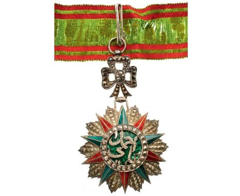 Commanderâ€™s Cross, 3rd Class, Sidi Ahmed (1929 - 1942). Neck Badge, Silver, 50 mm, French hallmark â€œboarâ€™s headâ€, bril