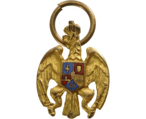 Officer 's Cross Miniature, 4th Class, instituted in 1933. Breast Badge, 17x12 mm, gilt Copper, enameled, very fine execution
