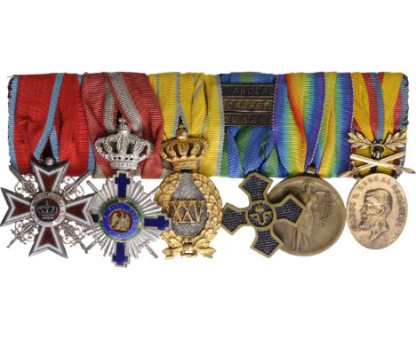 Order of the Crown of Romania, 1st Model, Knight's Cross, Military in Time of War, Silver; Order of the Star of Romania, 1st 