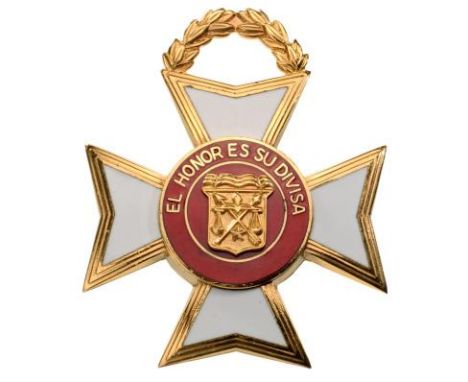 2nd Class Cross, instituted in 1948. Breast Badge, gilt bronze, 65x55 mm, enameled, central medallion gilt bronze, enameled, 