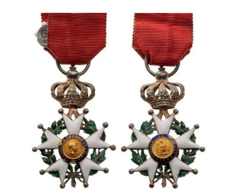 Knight`s Cross, Half-Size, 2nd Empire (1852-1870). Breast Badge, Silver, 31 mm, both sides enameled (some cracks in the ename