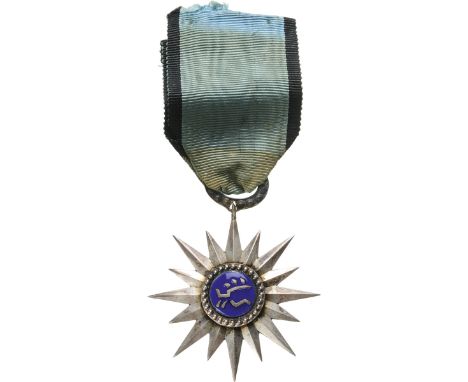 Breast Badge, 48 mm, Silver, one sides enameled, original suspension ring and ribbon. Superb and scarce! I R!