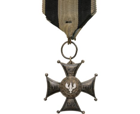 Breast Badge, 38 mm, silvered, obverse enameled, reverse with inscription HONOR I OJCZYZNA, 1792â€ original suspension ring a