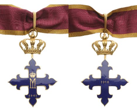 Commanderâ€™s Cross, 2nd Class, 3rd Model, instituted in 1941. Neck Badge, 92x60 mm, gilt Copper, both sides dark blue enamel