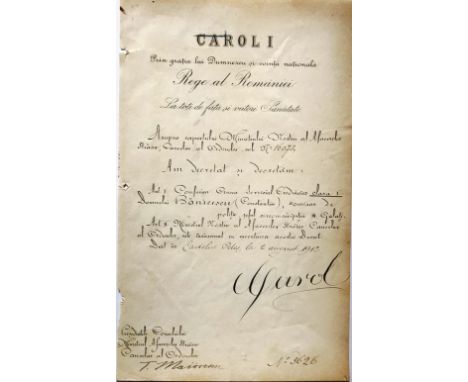 instituted on the 11th of November 1906, to a Police Comissioner from Galati. Awarding document, 320x194 mm, dated 02.08.1912
