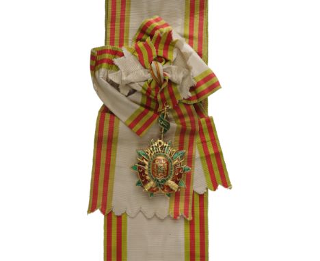 Grand Cross Badge, 1 st Class Only, instituted in 1860â€š obsolete in 1957. Sash Badge, 80x50 mm, GOLD, hallmarked "owl - 75"