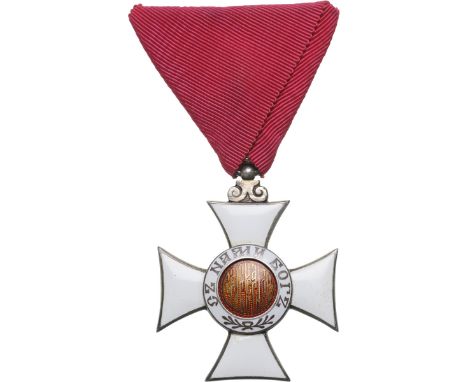 5th Class Cross (Knight), 2nd Type, instituted in 1881. Breast Badge, 38 mm, Silver, both sides enameled, both central medall