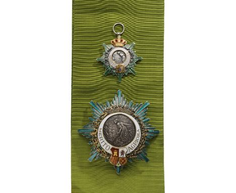 Grand Cross Set, 1st Class, instituted in 1905. Sash Badge, 56x51 mm, partially gilt Silver, multipart construction, superimp