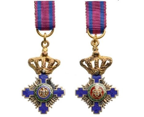 Officer's Cross, 1st Model Military Miniature. Breast Badge, 24x15 mm, gilt Silver, both sides enameled, original suspension 