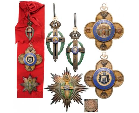 Complete Grand Cross Set, instituted in 1925. Large Order's Badge, 117x97 mm, gilt Silver with black 2 enameled double eagles