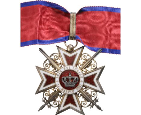 Commander 's Cross, 1st Model, Military for Military in Time of War. Neck Badge, 61 mm, gilt Silver, French hallmark, both si