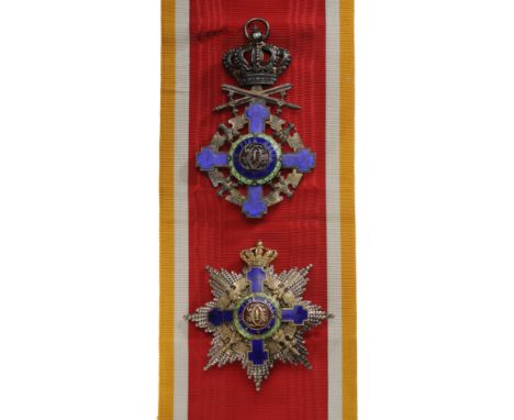 Grand Cross Set, 2nd Model (1938), for Military in Time of Peace. Sash Badge, 100x60 mm, gilt Silver, both sides dark blue en