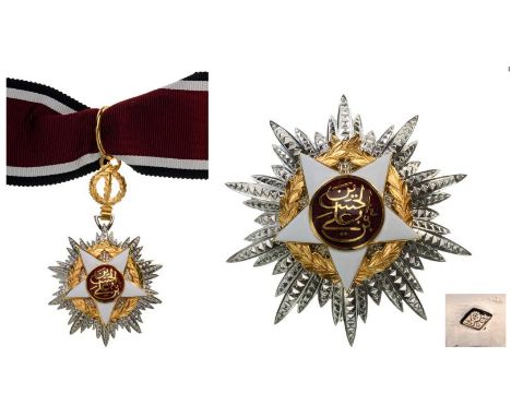 Grand Officer's Set, 2nd Class, instituted in 1921. Neck Badge, 67x42 mm, silvered Metal, maker's mark "Arthus Bertrand, Pari