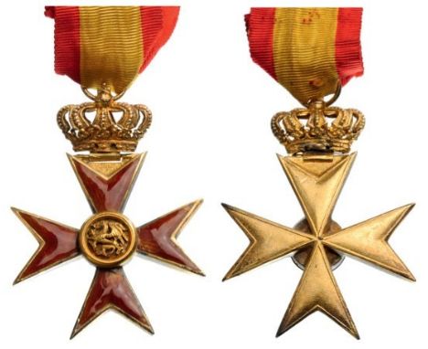 Knight's Cross with Crown, 4th Class, instituted in 1884. Breast Badge, 41 mm, gilt Silver, obverse enameled (two chips in th