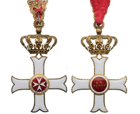 Grand Cross Sash Badge, 1st Class, instituted in 1920. Sash Badge, gilt Silver, 100x60 mm, enameled, both central medallions 