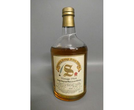 One bottle Glen Albyn 25yr old single Highland malt Scotch whisky, distilled March 1964 and bottled August 1989, cask no. 942