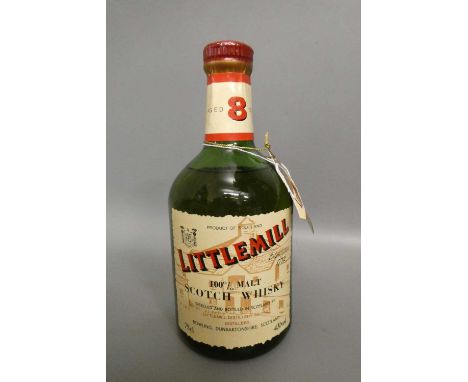One bottle Littlemill 8yr old 100% malt Scotch whisky, 43%, 75cl (Est. plus 24% premium inc. VAT)Condition Report: Good