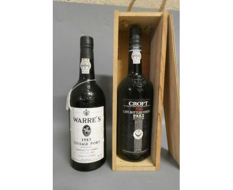 One bottle Warre's 1983 vintage port, together with a boxed Croft 1983 LBV port (2)Condition Report: Generally good, level lo