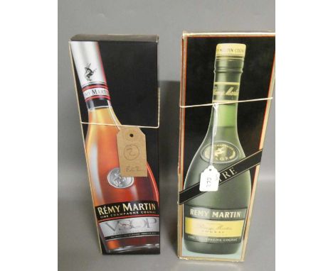 Two boxed bottles Remy Martin cognac, comprising a 70cl Mature cask finish VSOP and a litre VSOP fine champagne cognac (Est. 