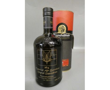 One bottle Bunnahabhain 12yr old Islay single malt Scotch whisky, bottled for the Special Air Service (SAS) Signal Squadron, 