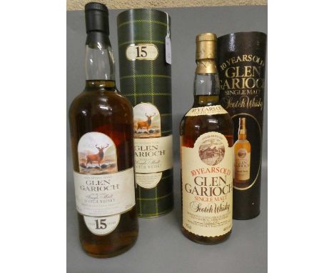 Two bottles Glen Garioch Highland single malt Scotch whisky, comprising a vintage 75cl bottle 10yr old and a 1litre 15yr old 