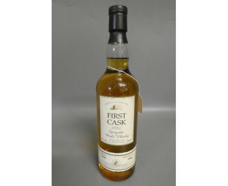 One bottle First Cask 1981 Speyside malt whisky, cask no. 599, bottle no. 398, 46%, 70cl (Est. plus 24% premium inc. VAT)Cond