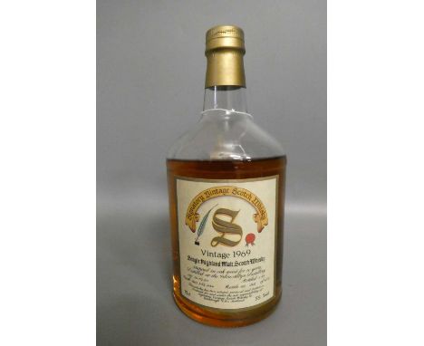 One bottle Glen Albyn 20yr old single Highland malt Scotch whisky, distilled 14th February 1969 and bottled August 1989, cask