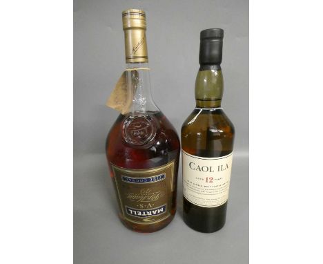 Two bottles of spirit, comprising a 70cl Caol Ila 12 year old Islay single malt Scotch whisky and a 1.5litre Martell VS fine 