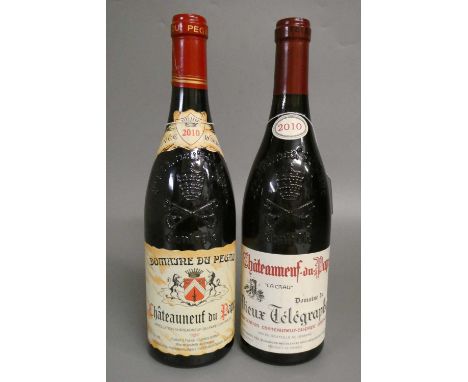 Two bottles Chateauneuf-du-Pape 2010 vintage, comprising a Domaine du Pegau and a Domaine du Dieux Telegraphe (Est. plus 24% 