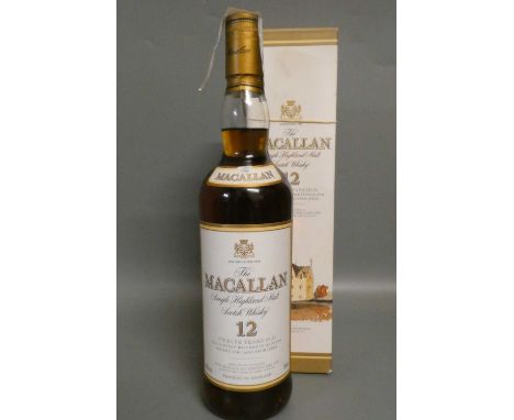 One bottle Macallan 12yr old single Highland malt Scotch whisky, boxed, 40%, 700ml (Est. plus 24% premium inc. VAT)Condition 