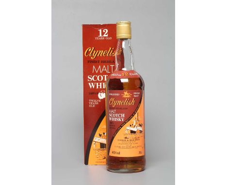 One bottle Clynelish 12yr old finest Highland malt Scotch whisky, 1980s bottling, Ainslie &amp; Heilbron, boxed, 40%, 75cl (E