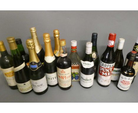 Twenty seven bottles of mixed alcohol, including five Martini vermouth, one Martini vermouth rose, a Inocente sherry, a litre