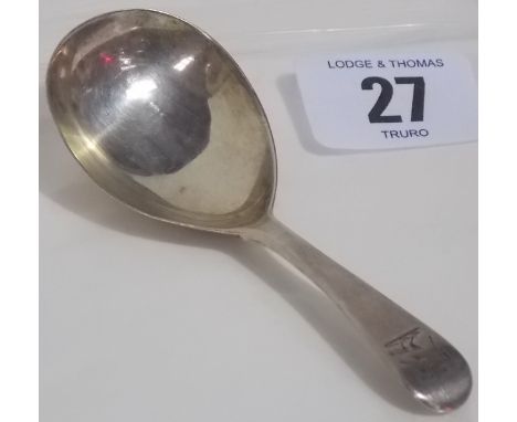 George III old English pattern caddy spoon by William Eley and William Fearn, the handle with crest, London 1817.   