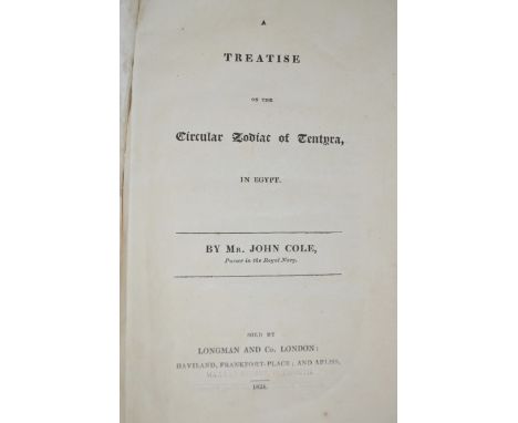 Pole, John - 'A Treatise on the Circular Zodiac of Tentyra in Egypt' First Edition Pbl. Longman & Co, London 1824, multifold 