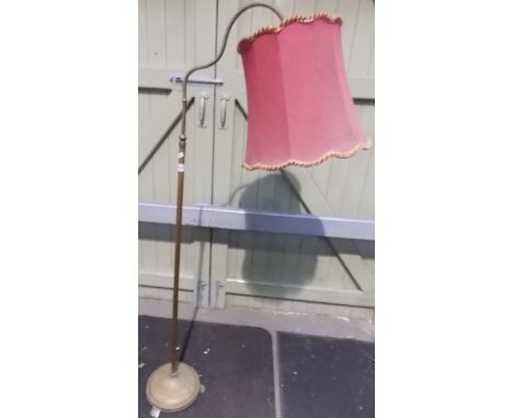 Early 20th Century brass reading lamp with reeded column upon circular base, height 59'.