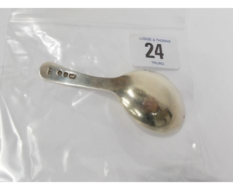 George III silver caddy spoon of plain form by Elizabeth Morley, London 1803.