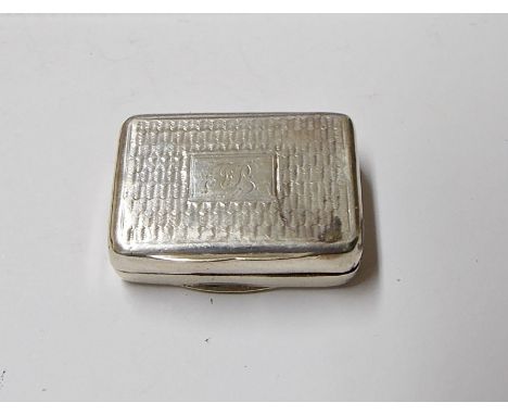 William IV silver vinaigrette, of rectangular form with engine turned decoration gilded interior and pierced grill, maker Tho