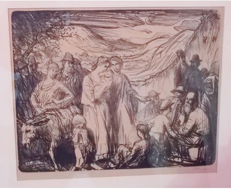 AUGUSTUS EDWIN JOHN (1878-1961) The Gypsy Encampment Lithograph Signed and dated 1920 12.25' x 15' 