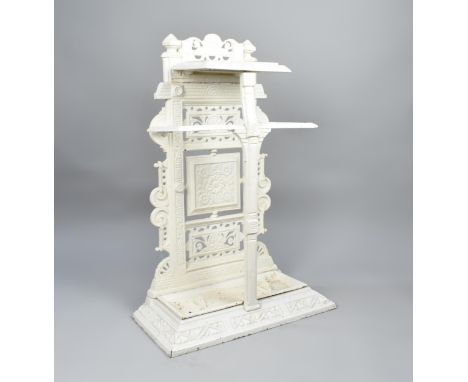 A Victorian White Painted Cast Iron Coalbrookdale Style Stick Stand, Fromely a Hall Stand, in the Aesthetic Taste with Floral