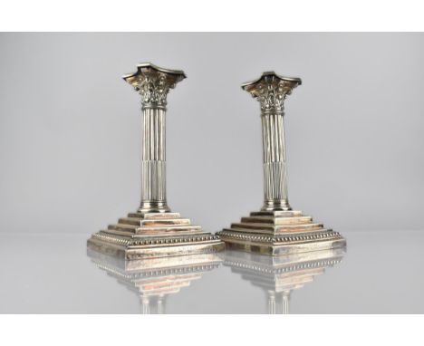 A Pair of Late 19th Century/Early 20th Century Silver Plated Corinthian Column Candlesticks by William Hutton & Sons Ltd, The