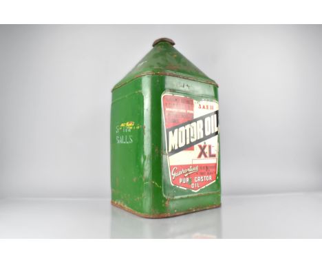 A Vintage Green Painted Motor Oil XL Pyramid Can, 50cm High 