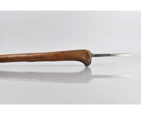 A 19th Century Flick Stick with Brass Mount and Steel Spike, Stick 88 cm Long and Spike 14cm Long 