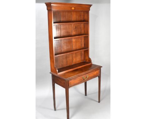 A Small Late 19th/Early 20th Century String Inlaid Writing desk/Dresser with Single Long Drawer, Square Tapering Supports and