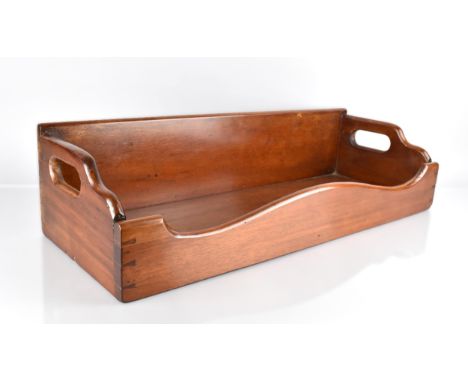 A 19th Century Mahogany Country House Book Trough with Gallery Sides and Cut out Carry Handles 61cmx23x15cm High 