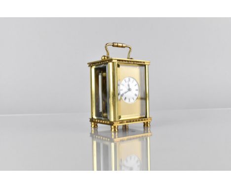 A Late 19th Century Gilt Brass Carriage Clock Having Concealed Erotic Switch Movement to Top Viewing Aperture. The Enamel Dia