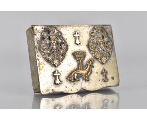 A 19th Century Silver Plated Rectangular Snuff/Vesta Box, the Hinged Lid having Applied Greyhound and Crown Armorial Device S
